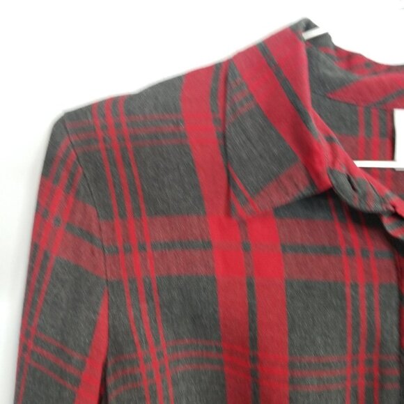 CAbi Cunningham red gray plaid shirt #3587 - Picture 4 of 8